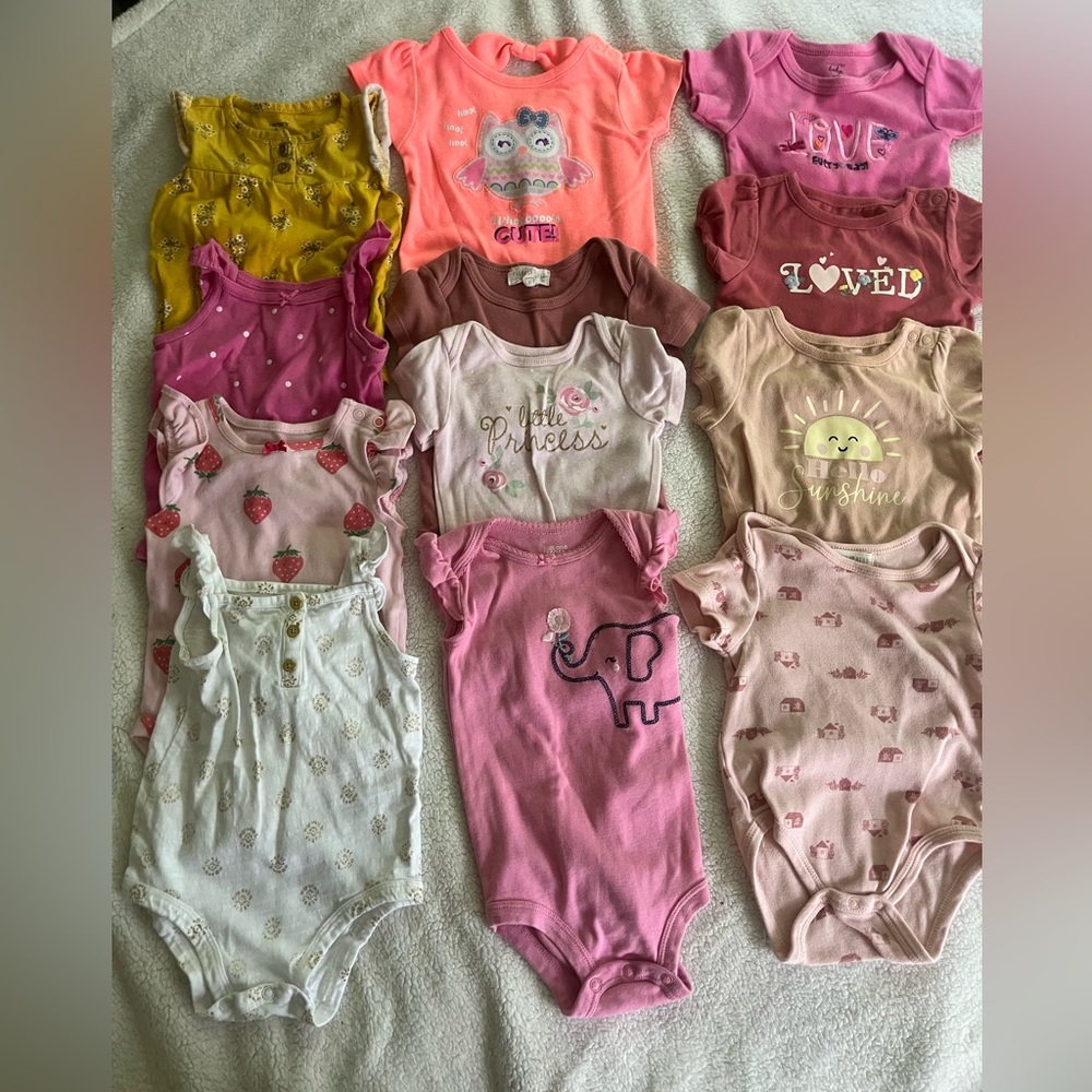 Baby Girl 6-9 Month lot bundle 17p summer tank tops onesies bathing suit infant
